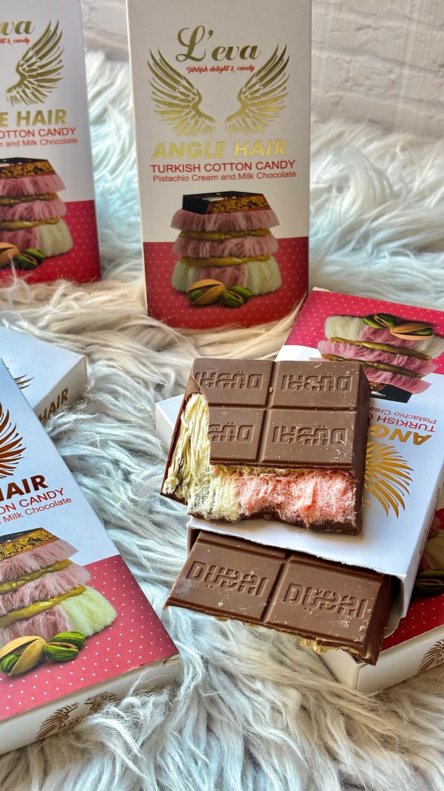 🪽🤎Angel Hair Turkish Cotton Candy Pistachio Cream & Milk Chocolate