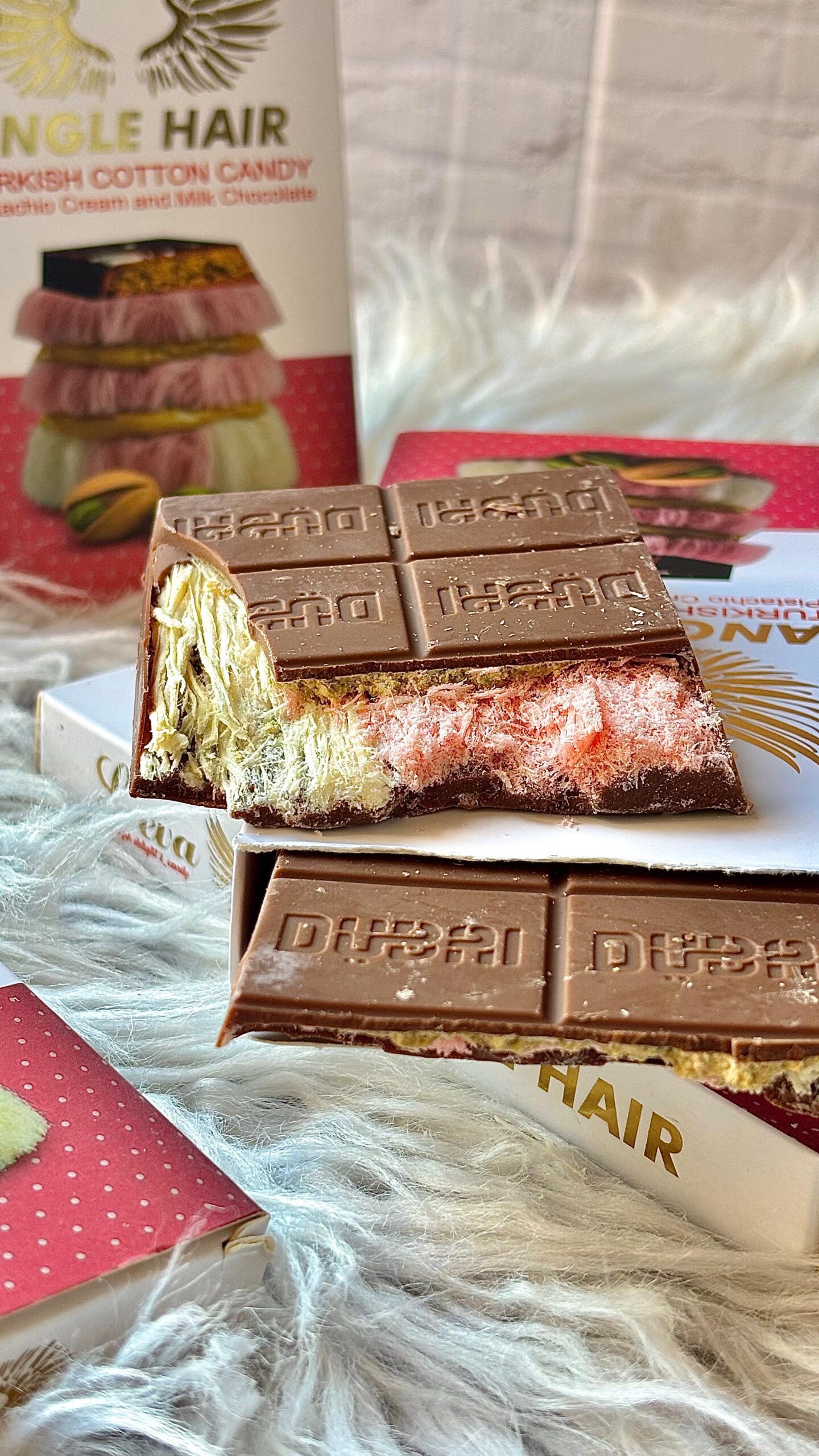 🪽🤎Angel Hair Turkish Cotton Candy Pistachio Cream & Milk Chocolate - Image 2