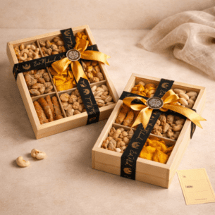 luxury pine wooden dried fruit and nut eid gift box
